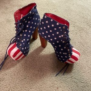 Jeffrey Campbell Havana American Flag Booties 5.5